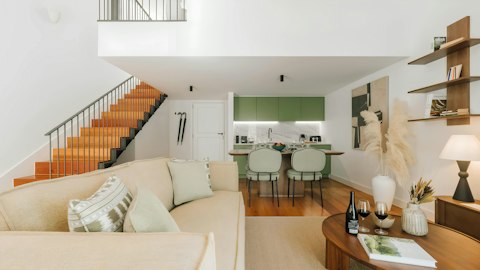 Curl up with drinks in the high-style living area