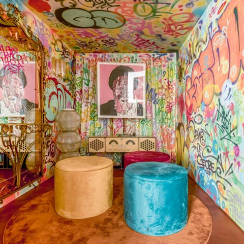 Step into the walk-in wardrobe designed by a well-known graffiti artist