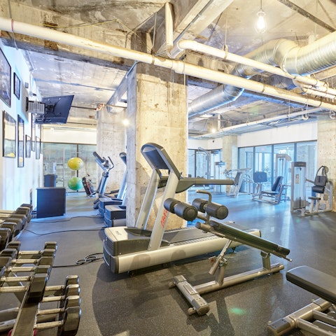 Rack up the miles on the treadmills in the 24/7 gym