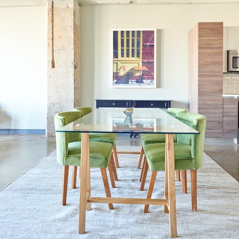 Share meals around the dining table or use it as a desk for remote working