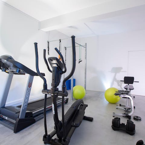 Head to the private gym in the basement for your morning workout