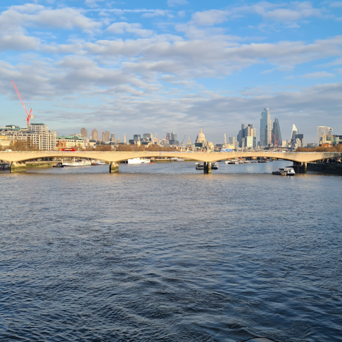 Stroll along the Thames river path – it's less than ten minutes away