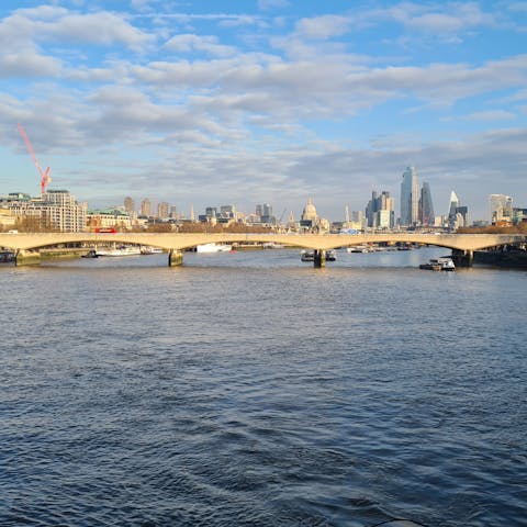 Stroll along the Thames river path – it's less than ten minutes away