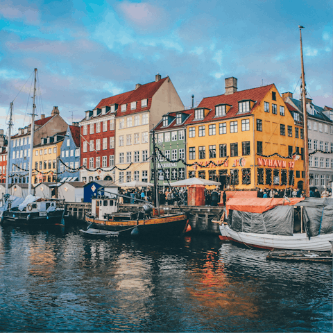 Stroll along the colourful waterfront of Copenhagen