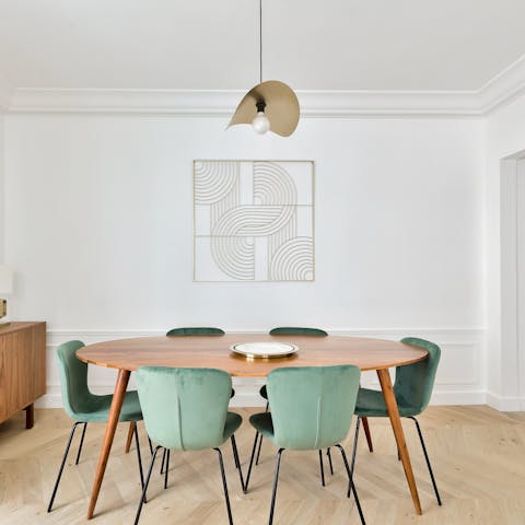 Dine or entertain at the chic dining table