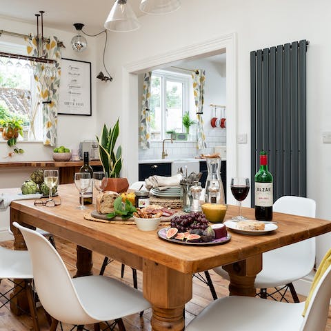 Gather in the dining space as you swap Devon's cream teas for an evening of cheese and wine