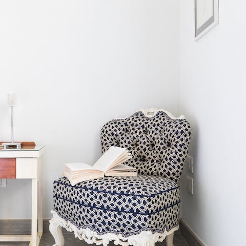 Curl up with a good book in the cosy chair