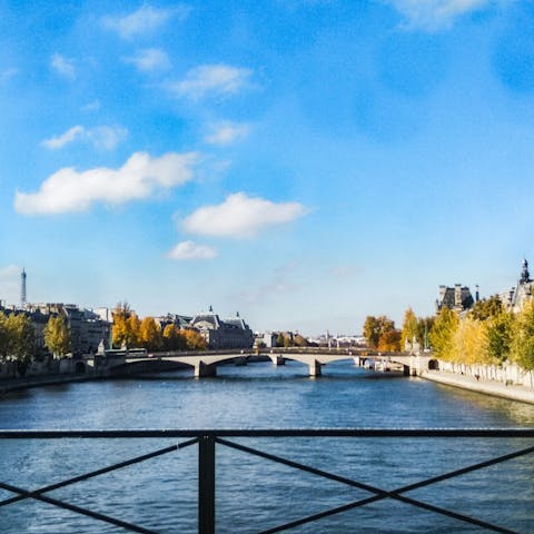 Enjoy leisurely strolls along the banks of the Seine