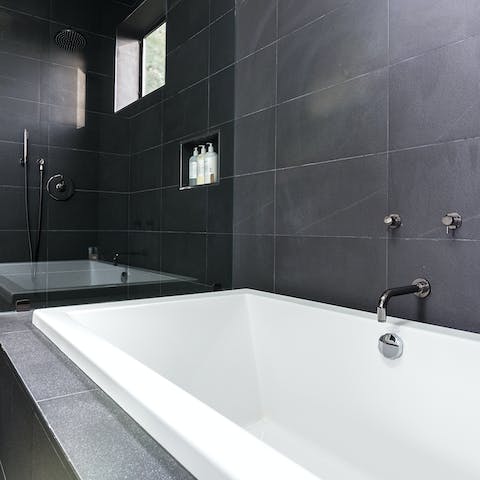 The moody black bathroom