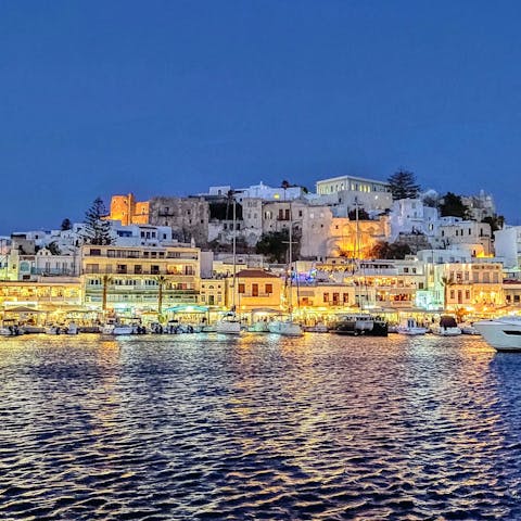 Walk just five minutes to reach the buzzing heart of Naxos Town