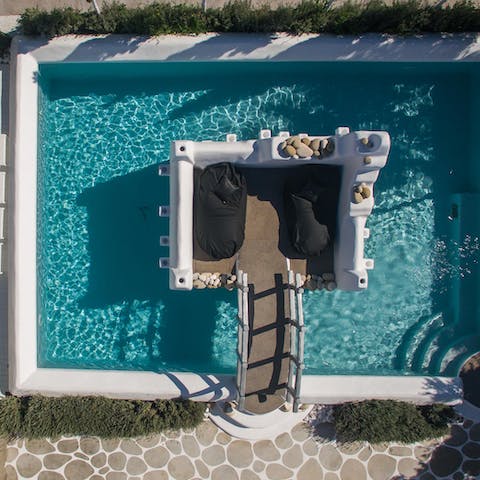 Lounge on a beanbag in the central swimming pool terrace