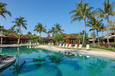 Cool off in the shared resort pool