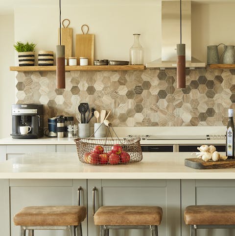 Prepare a farm-style feast in the thoughtfully designed kitchen