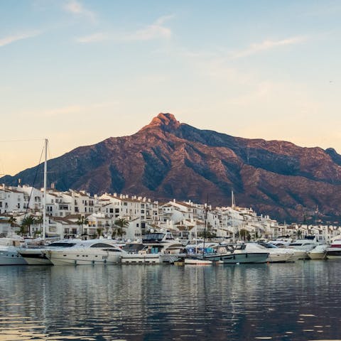 Take the short drive to the glamorous shoreline of Marbella