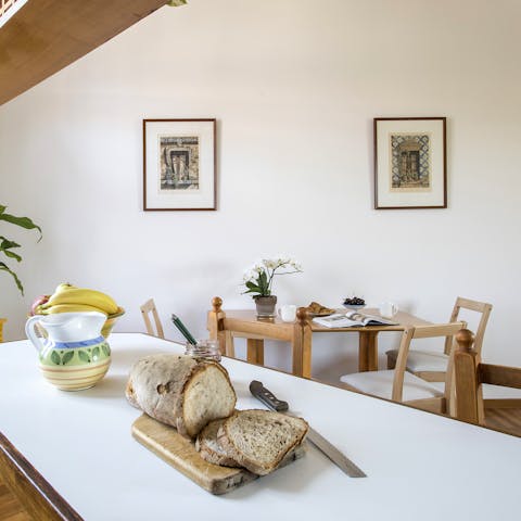 Dine and pore over the paper at the dining table or breakfast bar