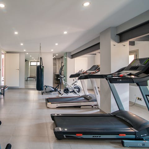Sweat it out in the private, well-equipped gym