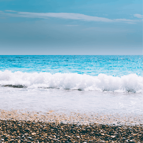 Stroll five minutes to swim in the sea at Paralia Vlicha