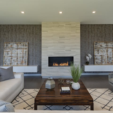 Relax in front of the fire on cooler evenings