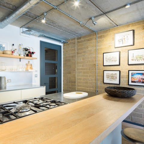 industrial-chic brick and pipework