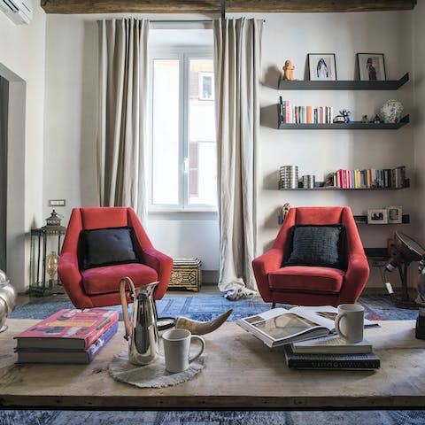 The red velvet chairs
