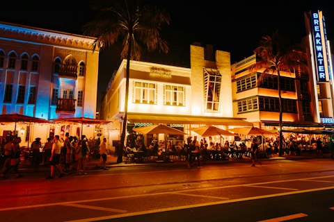 Wander Miami's Art Deco Historic District, home to hundreds of pastel-coloured buildings, around a twenty-minute drive away