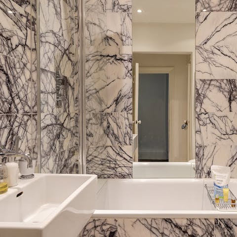 Striking marble bathroom