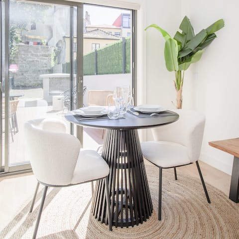 Tuck into pastel de natas together around the dining table