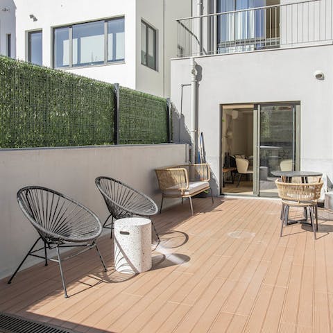 Relax with an ice-cold beer on the private terrace