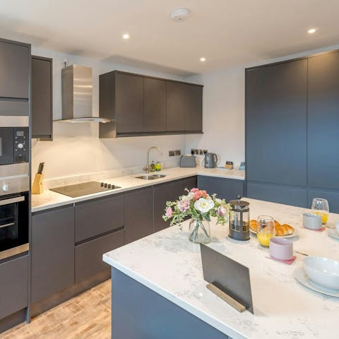 Cook up a delicious breakfast in the modern kitchen