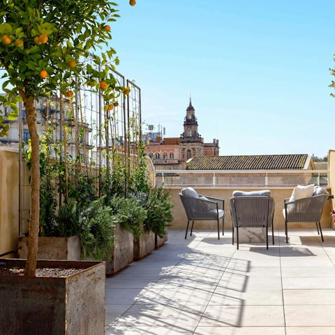 Enjoy the Seville sun on the rooftop terrace