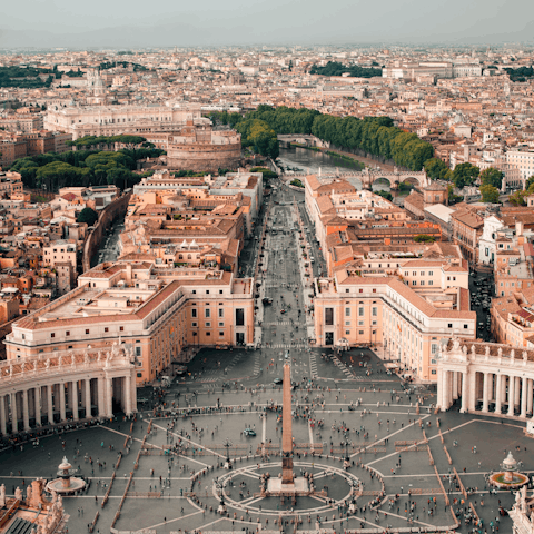 Kick off sightseeing at the Vatican, just a 10-minute stroll away