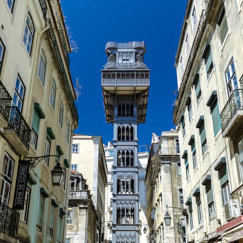 Take a ride on the Santa Justa Lift for amazing vistas of Lisbon – it's just a three-minute stroll away
