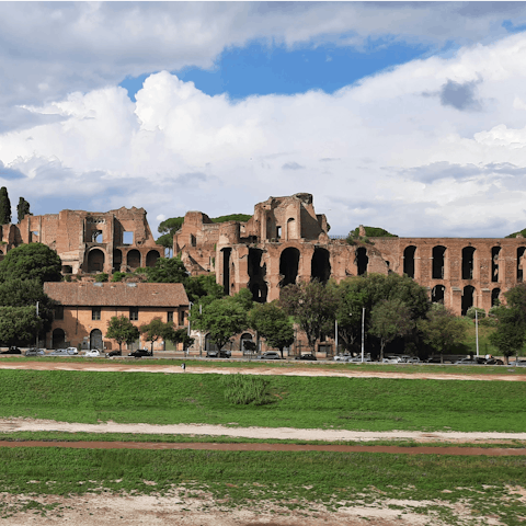 Stroll to the historic Circus Maximus, twenty minutes away