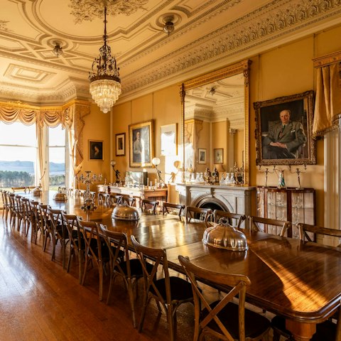 Feast like royals in the grand dining hall