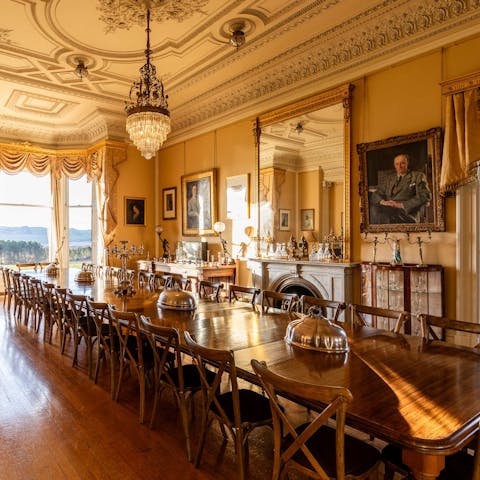 Feast like royals in the grand dining hall