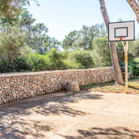 Shoot a few hoops on the basketball court