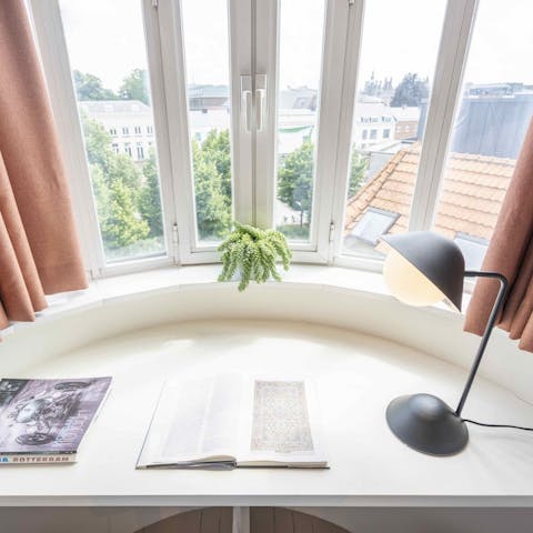 Make time for some work at the bright desk space