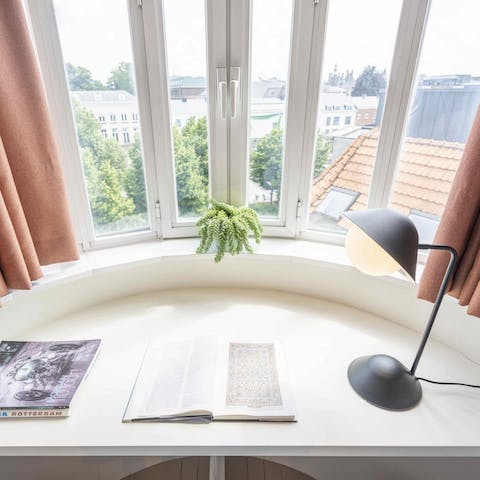 Make time for some work at the bright desk space