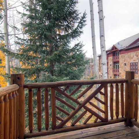 Breathe in the scent of pines from the balcony as you enjoy a BBQ