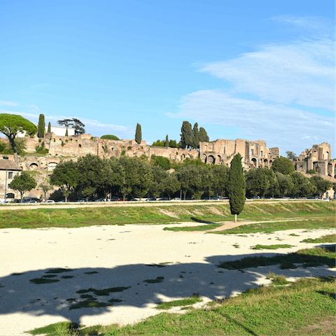 Visit Circus Maximus, a Roman chariot-racing stadium — just twelve minutes from your front door
