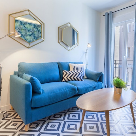 Relax on the sofa after a busy day in Madrid