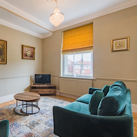 Settle down on the sofa after a day exploring the coast and take in the ornate features