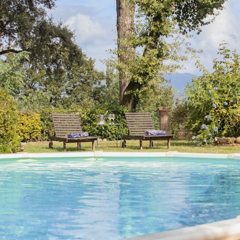 Feel the sun's warmth from in or beside the private pool