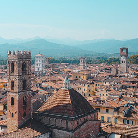 Visit the charming city of Lucca, a twenty-five minute drive away