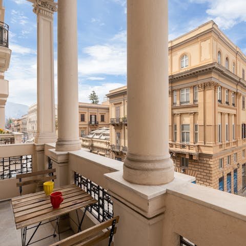 Start mornings with a coffee on your private terrace