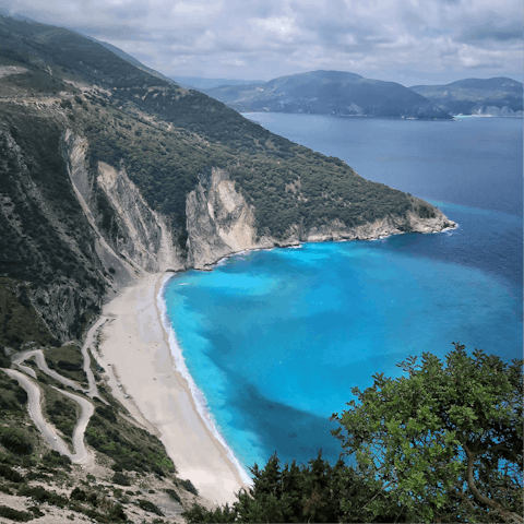 Drive twenty-five minutes to beautiful Myrtos Beach