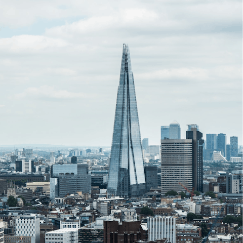 Enjoy views from the top of The Shard, a fifteen-minute walk away