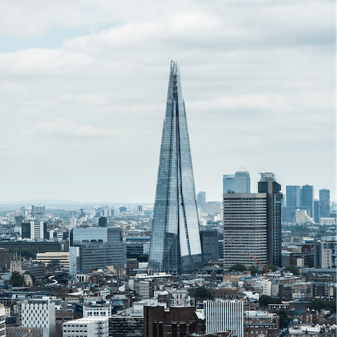 Enjoy views from the top of The Shard, a fifteen-minute walk away