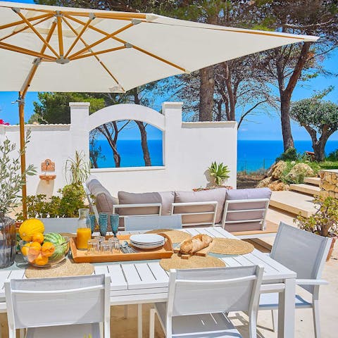 Begin the day with breakfast on the sunny patio