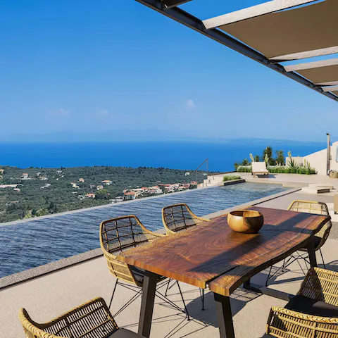 Enjoy dining on local produce as the sun sets into the water